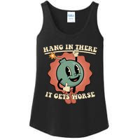 Hang In There It Gets Worse Existential Dread Cartoon Bomb Ladies Essential Tank