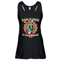 Hang In There It Gets Worse Existential Dread Cartoon Bomb Ladies Essential Flowy Tank