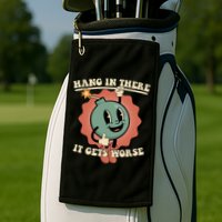 Hang In There It Gets Worse Existential Dread Cartoon Bomb Golf Towel