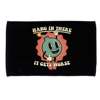 Hang In There It Gets Worse Existential Dread Cartoon Bomb Microfiber Hand Towel