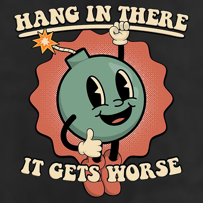 Hang In There It Gets Worse Existential Dread Cartoon Bomb Microfiber Hand Towel