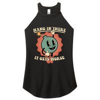 Hang In There It Gets Worse Existential Dread Cartoon Bomb Women's Perfect Tri Rocker Tank