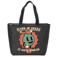 Hang In There It Gets Worse Existential Dread Cartoon Bomb Zip Tote Bag