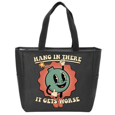 Hang In There It Gets Worse Existential Dread Cartoon Bomb Zip Tote Bag