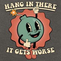 Hang In There It Gets Worse Existential Dread Cartoon Bomb Cotton Canvas Backpack