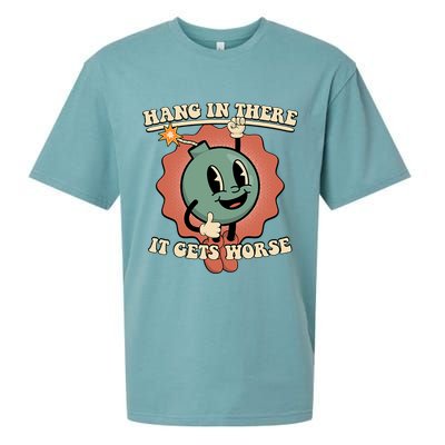 Hang In There It Gets Worse Existential Dread Cartoon Bomb Sueded Cloud Jersey T-Shirt