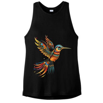 Hummingbird Indian Tribal Art Indian Indigenous Ladies PosiCharge Tri-Blend Wicking Tank