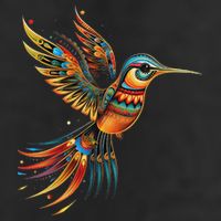 Hummingbird Indian Tribal Art Indian Indigenous 7 Panel Mesh Trucker Snapback Hat