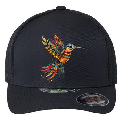 Hummingbird Indian Tribal Art Indian Indigenous Flexfit Unipanel Trucker Cap