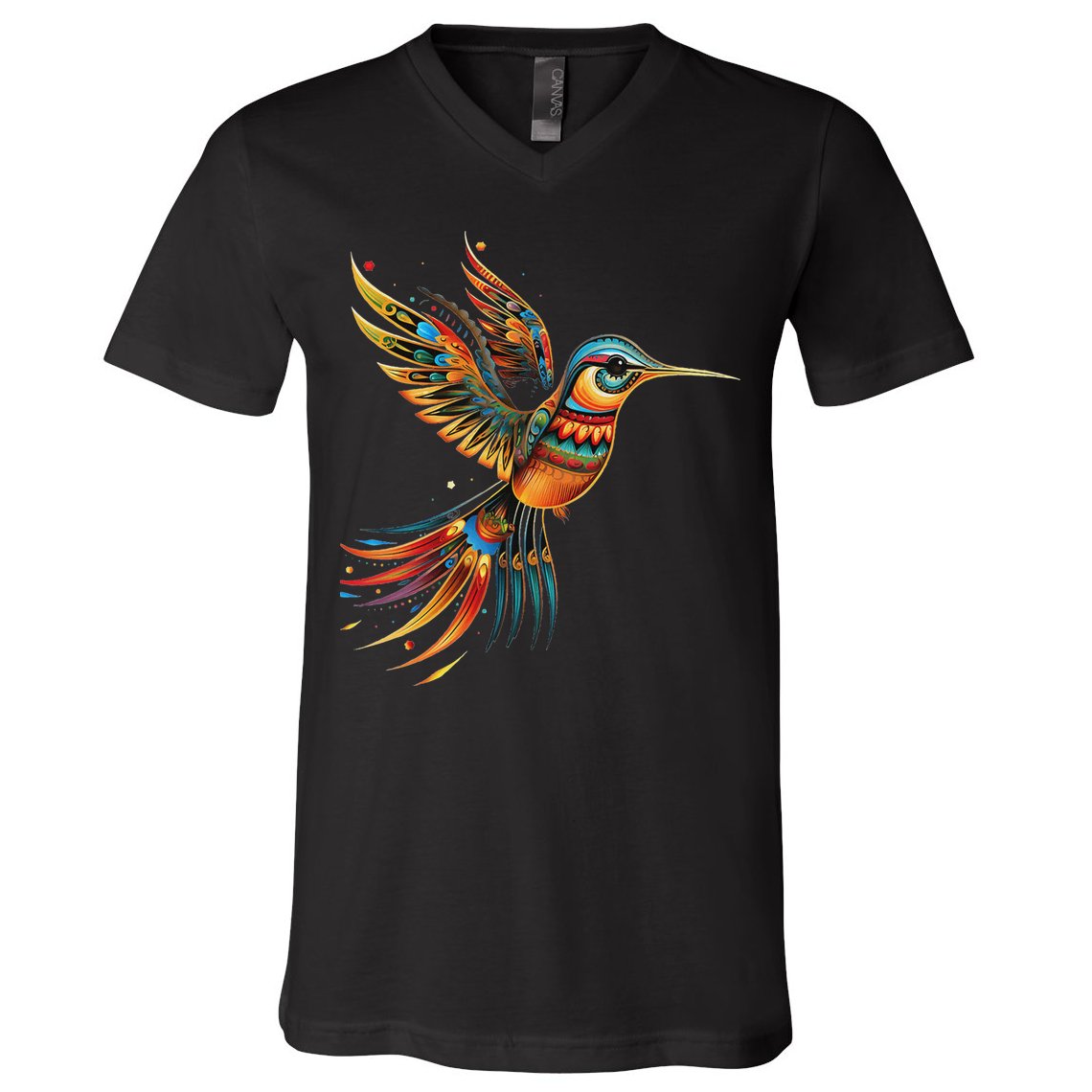 Hummingbird Indian Tribal Art Indian Indigenous V-Neck T-Shirt