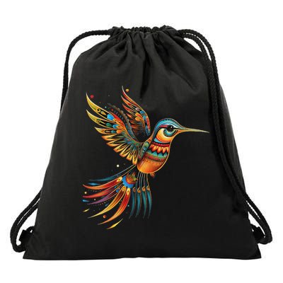 Hummingbird Indian Tribal Art Indian Indigenous Drawstring Bag