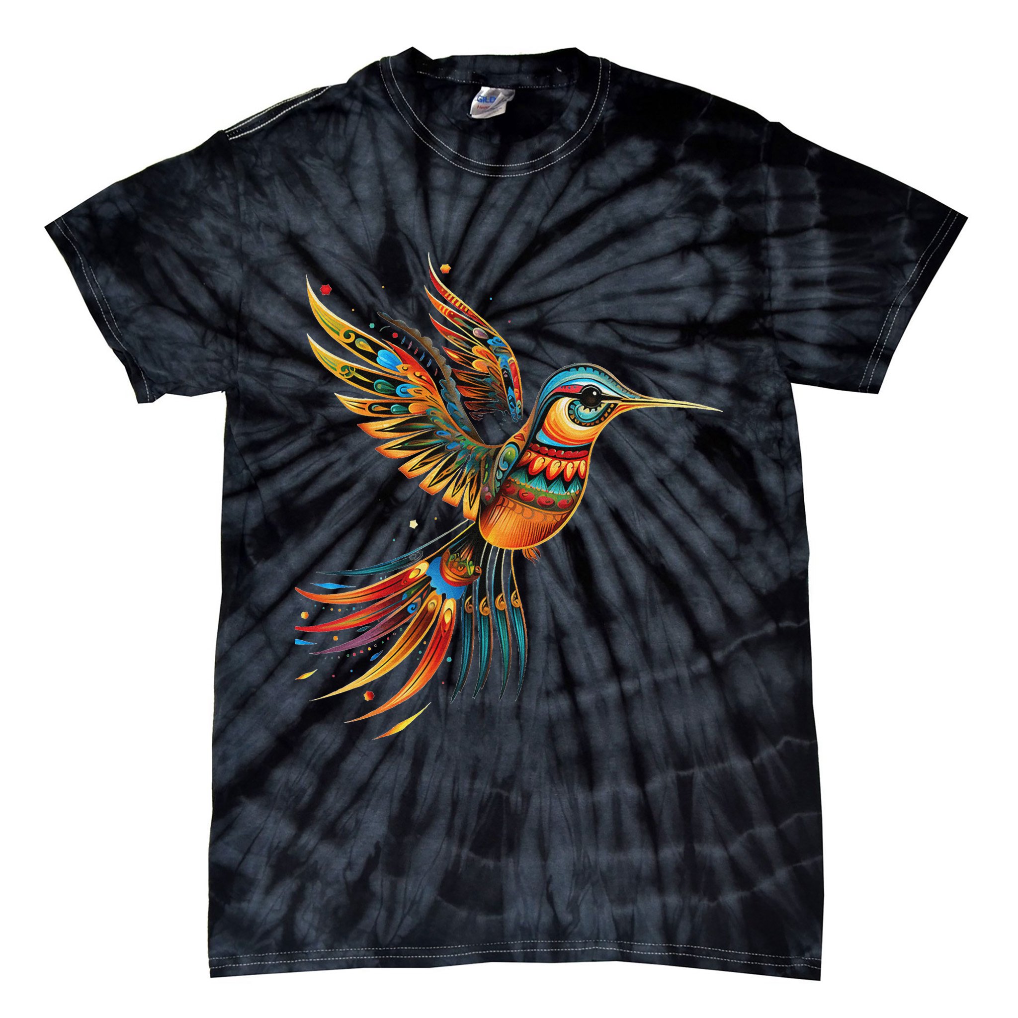 Hummingbird Indian Tribal Art Indian Indigenous Tie-Dye T-Shirt