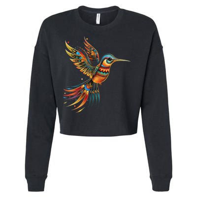 Hummingbird Indian Tribal Art Indian Indigenous Cropped Pullover Crew