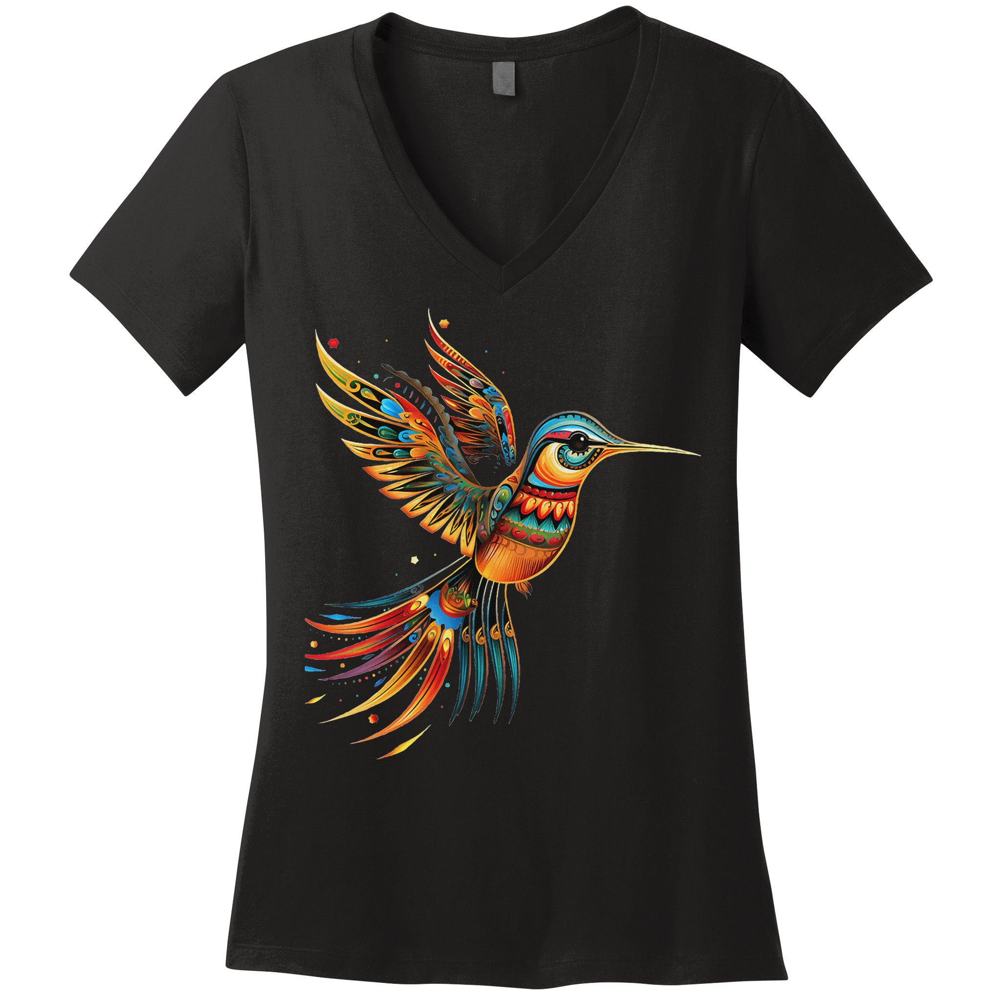 Hummingbird Indian Tribal Art Indian Indigenous Women's V-Neck T-Shirt