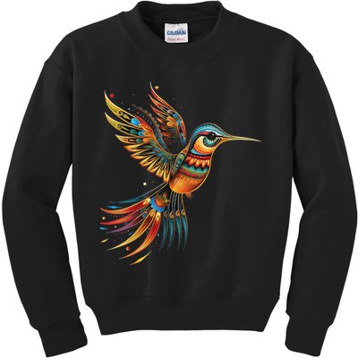 Hummingbird Indian Tribal Art Indian Indigenous Kids Sweatshirt