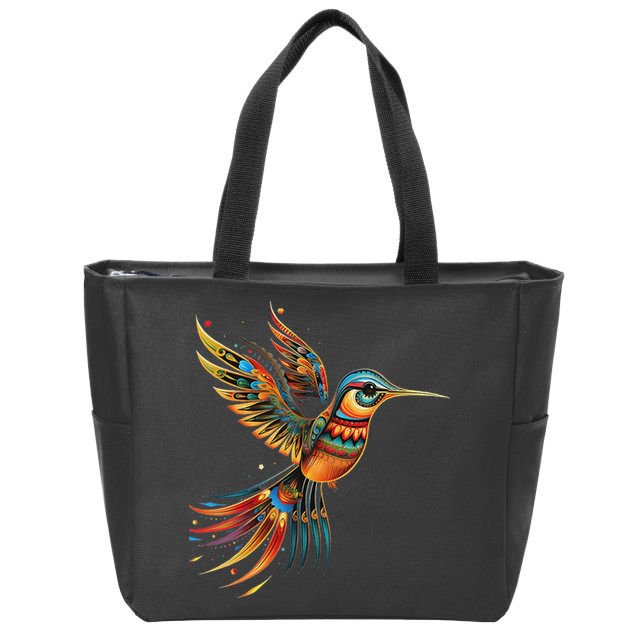 Hummingbird Indian Tribal Art Indian Indigenous Zip Tote Bag