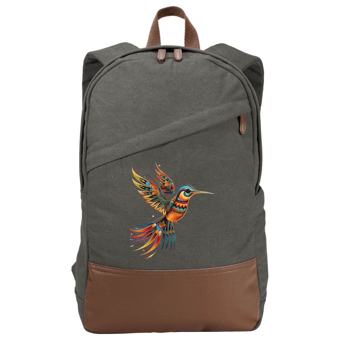 Hummingbird Indian Tribal Art Indian Indigenous Cotton Canvas Backpack