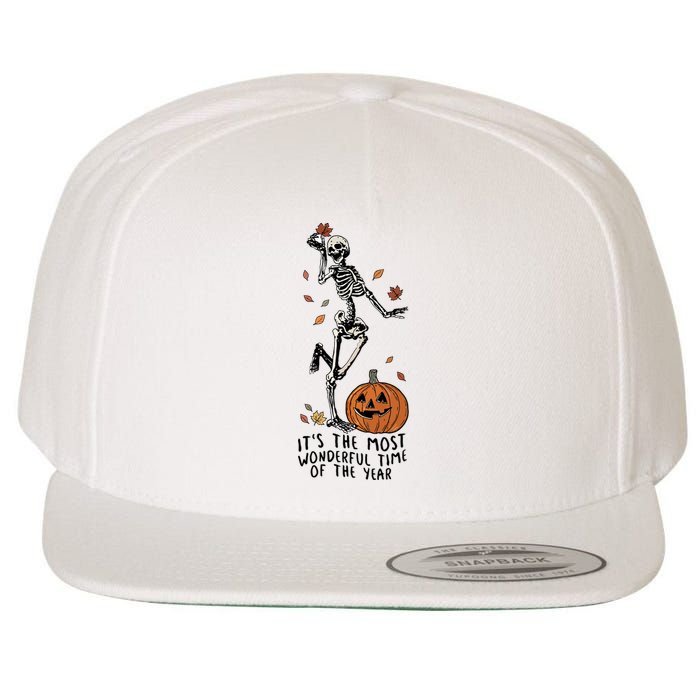 Halloween Its The Most Wonderful Time Of The Year Funny Skeleton Gift Wool Snapback Cap