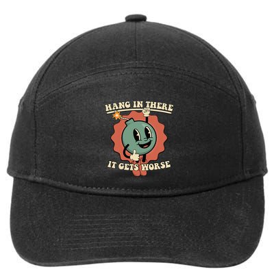 Hang In There It Gets Worse Existential Dread Cartoon Bomb 7-Panel Snapback Hat