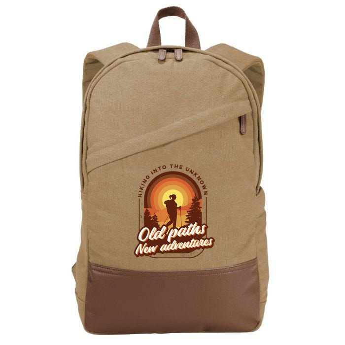Hiking Into The Unknown Old Paths New Adventures Cotton Canvas Backpack