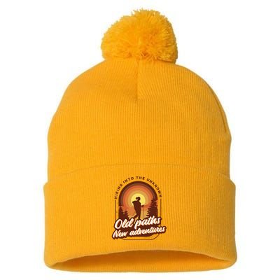 Hiking Into The Unknown Old Paths New Adventures Pom Pom 12in Knit Beanie
