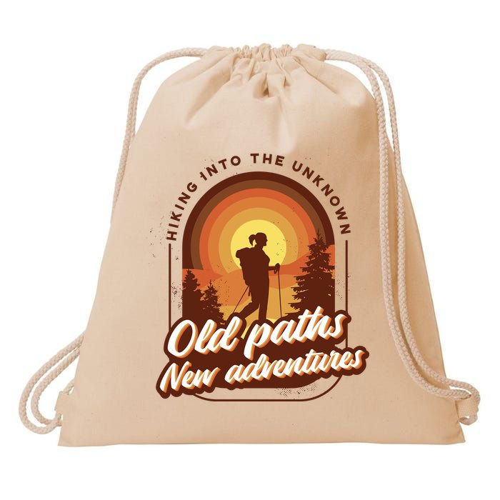 Hiking Into The Unknown Old Paths New Adventures Drawstring Bag