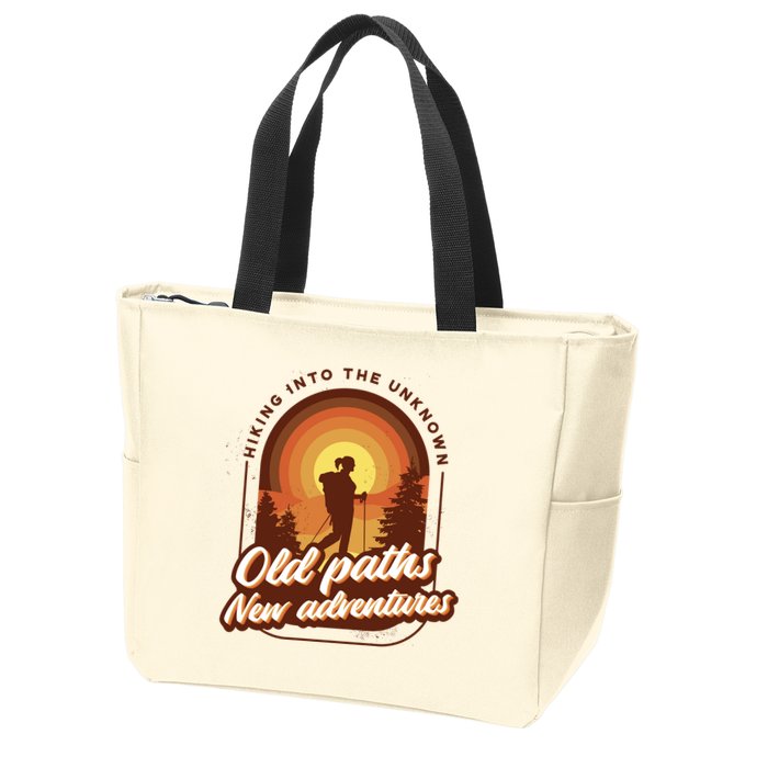 Hiking Into The Unknown Old Paths New Adventures Zip Tote Bag