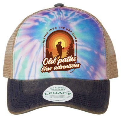 Hiking Into The Unknown Old Paths New Adventures Legacy Tie Dye Trucker Hat