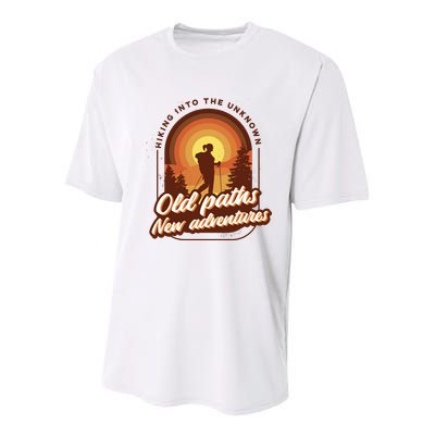 Hiking Into The Unknown Old Paths New Adventures Youth Performance Sprint T-Shirt