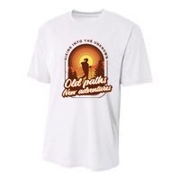 Hiking Into The Unknown Old Paths New Adventures Youth Performance Sprint T-Shirt