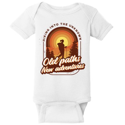 Hiking Into The Unknown Old Paths New Adventures Baby Bodysuit