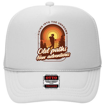 Hiking Into The Unknown Old Paths New Adventures Trucker Hat