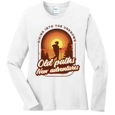Hiking Into The Unknown Old Paths New Adventures Ladies Long Sleeve Shirt