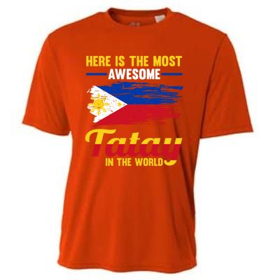 Here Is The Most Awesome Tatay In The World Father Great Gift Cooling Performance Crew T-Shirt