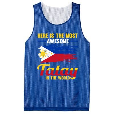 Here Is The Most Awesome Tatay In The World Father Great Gift Mesh Reversible Basketball Jersey Tank