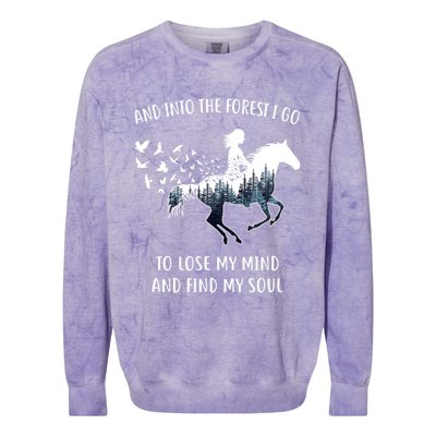 Horse Into The Forest I Go Horse Riding Funny Gift Colorblast Crewneck Sweatshirt