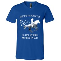 Horse Into The Forest I Go Horse Riding Funny Gift V-Neck T-Shirt