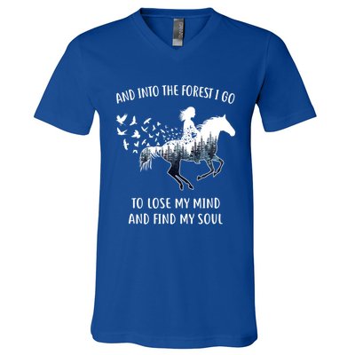 Horse Into The Forest I Go Horse Riding Funny Gift V-Neck T-Shirt