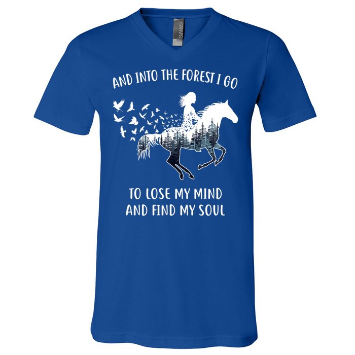 Horse Into The Forest I Go Horse Riding Funny Gift V-Neck T-Shirt