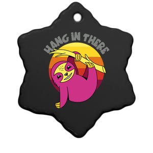 Hang In There Funny Sloth Hanging From Tree Ceramic Star Ornament