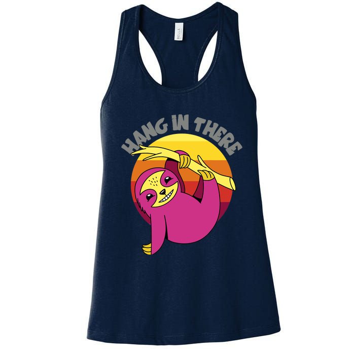 Hang In There Funny Sloth Hanging From Tree Women's Racerback Tank