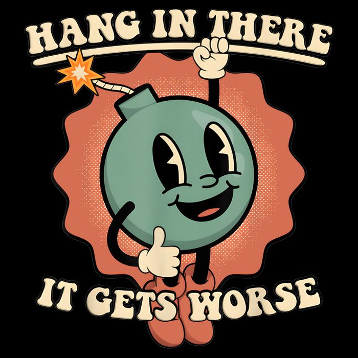 Hang In There It Gets Worse Retro Funny 7-Panel Snapback Hat