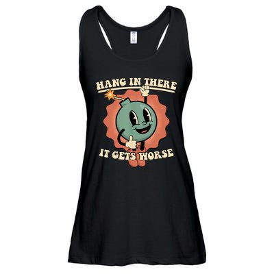 Hang In There It Gets Worse Retro Funny Ladies Essential Flowy Tank