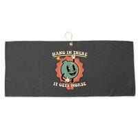 Hang In There It Gets Worse Retro Funny Large Microfiber Waffle Golf Towel