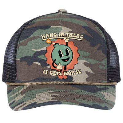 Hang In There It Gets Worse Retro Funny Retro Rope Trucker Hat Cap