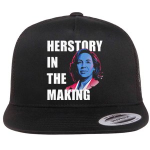 Herstory In The Making President American Flag Kamala Harris Flat Bill Trucker Hat