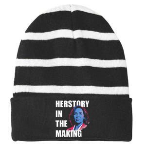 Herstory In The Making President American Flag Kamala Harris Striped Beanie with Solid Band