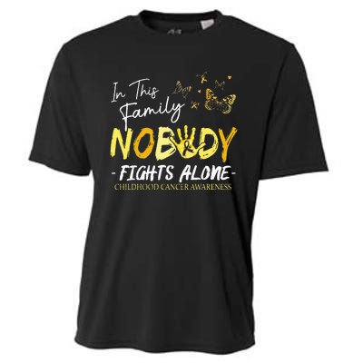 Hand In This Family Nobody Fights Alone Childhood Cancer Cooling Performance Crew T-Shirt