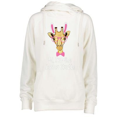 Hi I'm The Easter Giraffe Funny Easter Fitted Womens Funnel Neck Pullover Hood