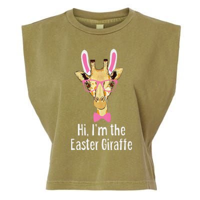 Hi I'm The Easter Giraffe Funny Easter Fitted Garment-Dyed Women's Muscle Tee